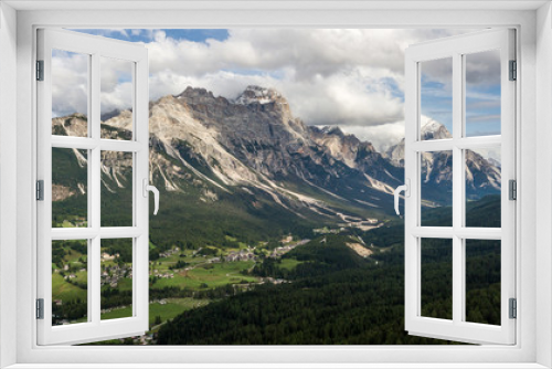 Fototapeta Naklejka Na Ścianę Okno 3D - Panoramic view of Cortina D'Ampezzo, Dolomites, Italy, from Lake Ajal.