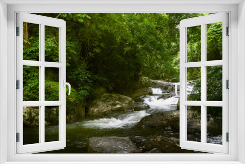 Fototapeta Naklejka Na Ścianę Okno 3D - Beautiful Landscape Photography of Waterfall in a deep Forest