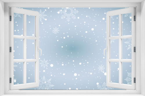Christmas background, winter decoration season design card with snow and snowflake. Vector xmas