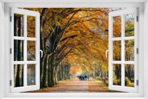 Fototapeta Naklejka Na Ścianę Okno 3D - Autumn alley in the park