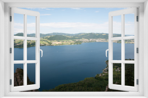 Fototapeta Naklejka Na Ścianę Okno 3D - view to lake Traunsee from mount Traunstein