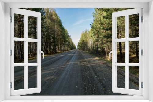 Fototapeta Naklejka Na Ścianę Okno 3D - Forest country road