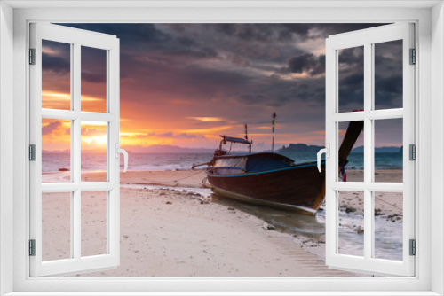 Fototapeta Naklejka Na Ścianę Okno 3D - Sunset time at the beach with twilight  lanscape.