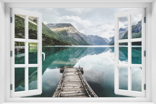 Fototapeta Naklejka Na Ścianę Okno 3D - Lovatnet lake near Geiranger Fjord in Norway
