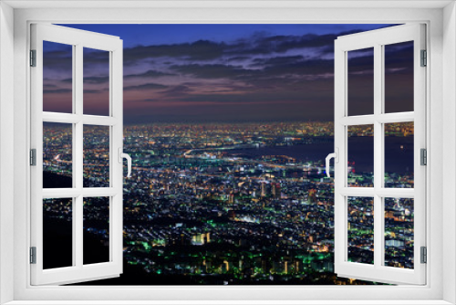 Fototapeta Naklejka Na Ścianę Okno 3D - 大阪、神戸の夜景　摩耶山掬星台からの眺め