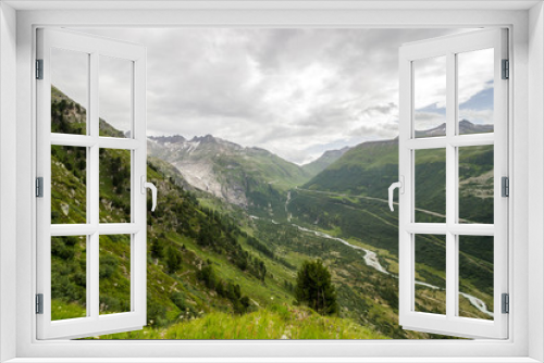 Fototapeta Naklejka Na Ścianę Okno 3D - road by Furka pass in Alps in Switzerland