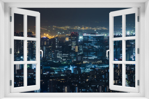 Fototapeta Naklejka Na Ścianę Okno 3D - 東京夜景　品川高層ビル群