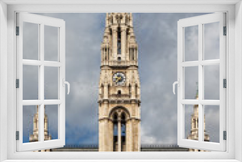 Fototapeta Naklejka Na Ścianę Okno 3D - Wiener Rathaus City Hall Towers In Vienna