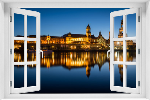 The cityscape of Dresden during twilight. Dresden, Germany, Europe