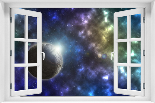 Fototapeta Naklejka Na Ścianę Okno 3D - Beautiful space planet and stars