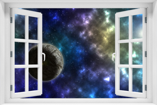 Fototapeta Naklejka Na Ścianę Okno 3D - Beautiful space planet and stars