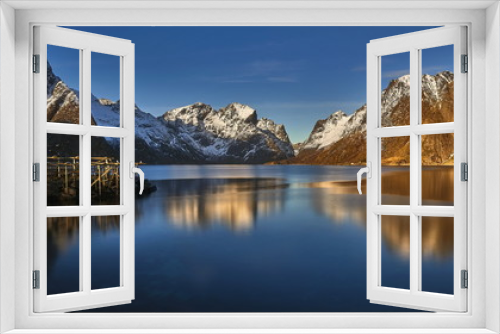 Fototapeta Naklejka Na Ścianę Okno 3D - Scenic fjord on Lofoten islands, Sakrisoy