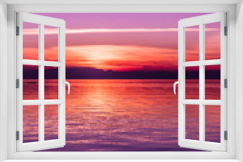 Fototapeta Naklejka Na Ścianę Okno 3D - After Sunset Colors by the Sea, Purple tones, Vertical shot