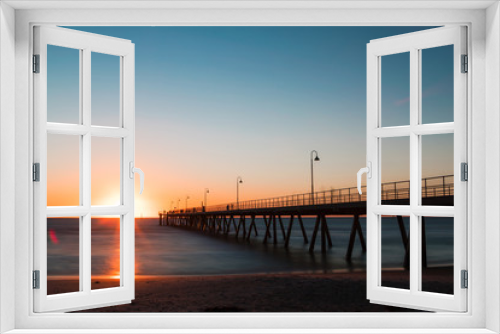 Fototapeta Naklejka Na Ścianę Okno 3D - Sunset view with clear sky at Glenelg jetty, Adelaide, Australia
