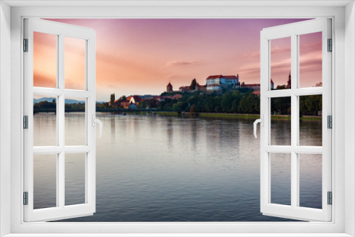 Ptuj, Slovenia, panoramic shot of oldest city in Slovenia