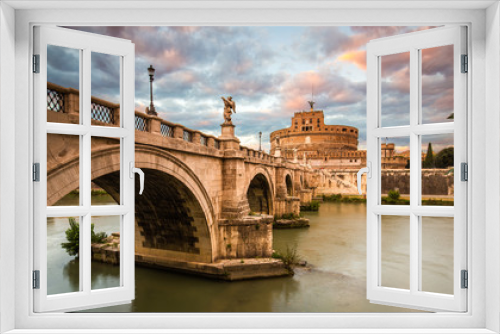 Fototapeta Naklejka Na Ścianę Okno 3D - Ponte Sant'Angelo e Castel Sant'Angelo