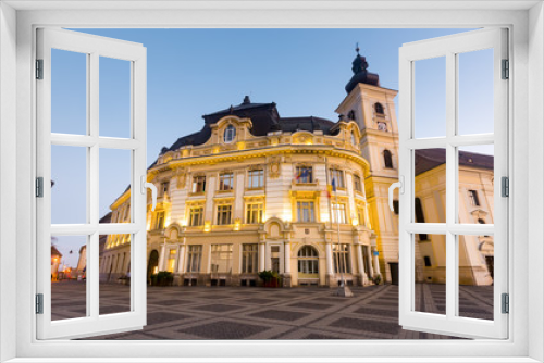 Fototapeta Naklejka Na Ścianę Okno 3D - Image of City hall of Sibiu in hight light