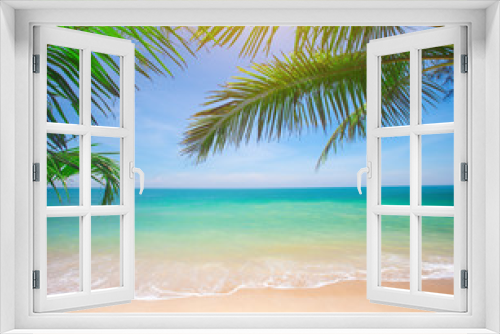 Fototapeta Naklejka Na Ścianę Okno 3D - Palm and tropical beach