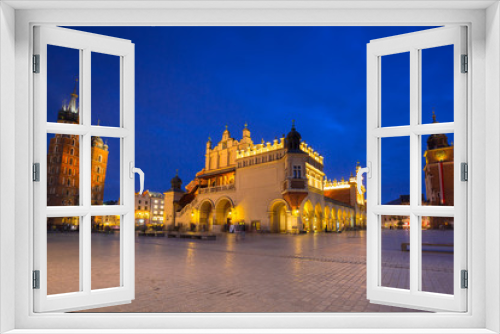 The Krakow Cloth Hall on the Main Square at night, Poland