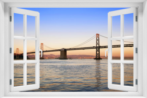 Fototapeta Naklejka Na Ścianę Okno 3D -   Oakland Bay Bridge in the evening, San Francisco