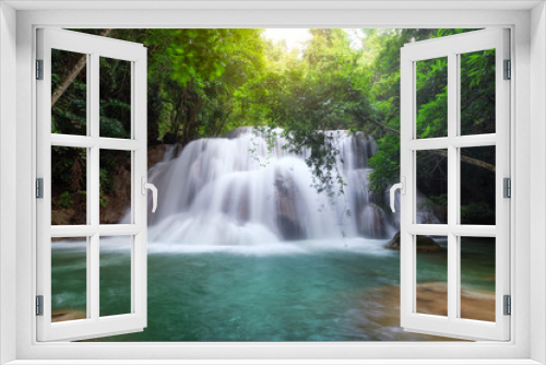 Fototapeta Naklejka Na Ścianę Okno 3D - Beautiful Huay Mae Khamin waterfall in tropical rainforest at Srinakarin national park