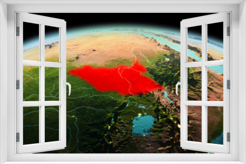Fototapeta Naklejka Na Ścianę Okno 3D - South Sudan on planet Earth in space