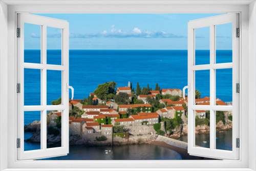 Fototapeta Naklejka Na Ścianę Okno 3D - Watching the sunrise at Saint Stephen (Sveti Stefan), Adriatic Sea, Balkan Peninsula, Montenegro, Europe