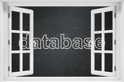 Software concept: text Database on Black chalkboard background