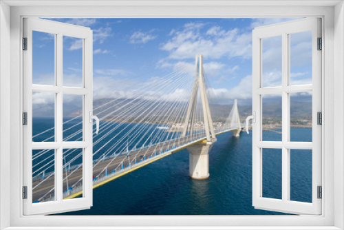 Fototapeta Naklejka Na Ścianę Okno 3D - aerial view of the Charilaos Trikoupis bridge Rio-Antirio