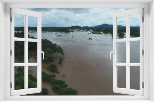 Fototapeta Naklejka Na Ścianę Okno 3D - Laos Mékong 4000 îles Don Det vue du ciel