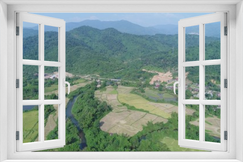 Fototapeta Naklejka Na Ścianę Okno 3D - Laos Autour de Viang Vieng vue du ciel