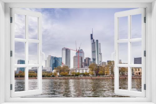 Fototapeta Naklejka Na Ścianę Okno 3D - Frankfurt, Germany. City skyline on a cloudy day