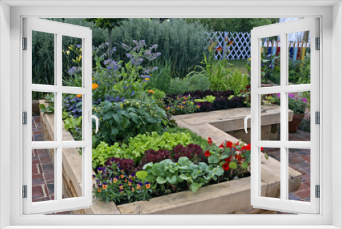 Fototapeta Naklejka Na Ścianę Okno 3D - Urban Vegetable garden in raised beds