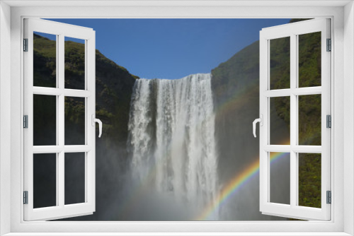 Fototapeta Naklejka Na Ścianę Okno 3D - Double arc-en-ciel au pied d'une cascade