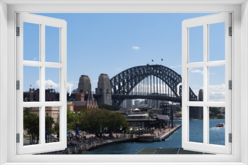 Fototapeta Naklejka Na Ścianę Okno 3D - Hafen von Sydney mit der Sydney-Bridge im Hintergrund