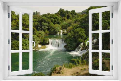 Fototapeta Naklejka Na Ścianę Okno 3D - Green waterfall (2)