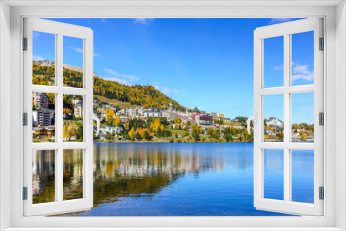 Fototapeta Naklejka Na Ścianę Okno 3D - Lake side view  of St. Moritz, Switzerland.