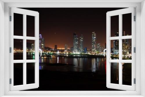Fototapeta Naklejka Na Ścianę Okno 3D - Night View of Panama City, Panama
