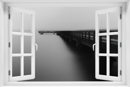 Fototapeta Naklejka Na Ścianę Okno 3D - stark black and white fishing pier