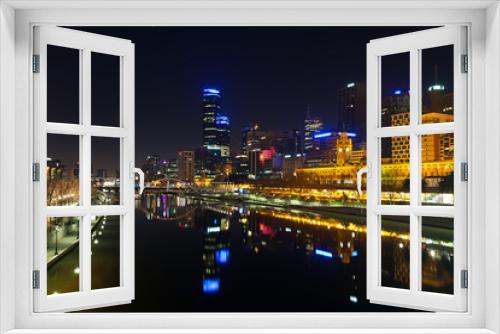 Fototapeta Naklejka Na Ścianę Okno 3D - Downtown of Melbourne at night