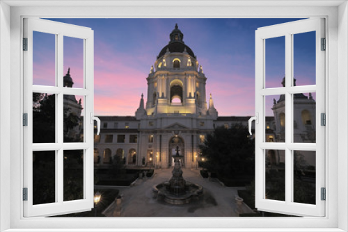 Fototapeta Naklejka Na Ścianę Okno 3D - The Pasadena City Hall against a beautiful twilight sky.