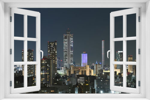 Fototapeta Naklejka Na Ścianę Okno 3D - 日本の東京都市景観・夜景「池袋の高層ビル群などを望む」