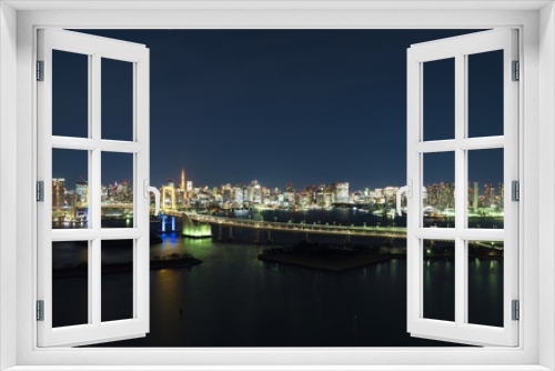 Fototapeta Naklejka Na Ścianę Okno 3D - 東京夜景　ワイド