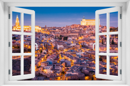 Fototapeta Naklejka Na Ścianę Okno 3D - Panorama of Toledo on the sunset and twilight in Spain, Europe