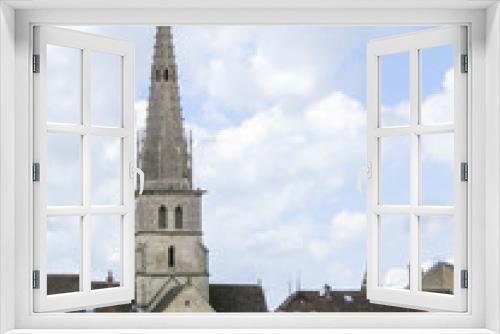 Fototapeta Naklejka Na Ścianę Okno 3D - Meursault, Burgundy, France -view of the bell-tower in Meursault in the Cote d Or department in Burgundy in eastern France