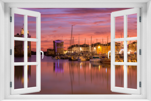 Fototapeta Naklejka Na Ścianę Okno 3D - La Rochelle - Harbor by night with beautiful sunset