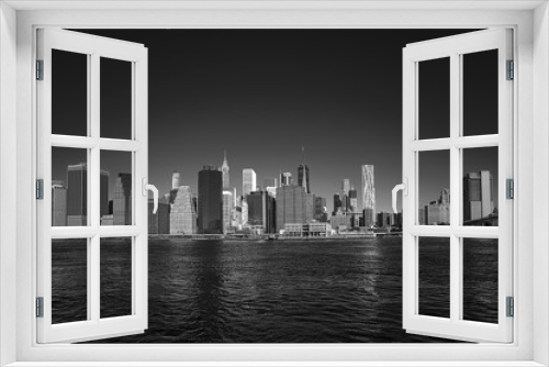 Fototapeta Naklejka Na Ścianę Okno 3D - East River-Manhattan Skyline-NYC on B&W