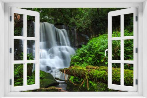 Fototapeta Naklejka Na Ścianę Okno 3D - Landscape of waterfall in thailand named Mhan daeng waterfall, long exposure
