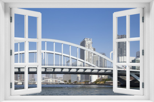 Fototapeta Naklejka Na Ścianę Okno 3D - Kachidoki bridge and Sumida river
