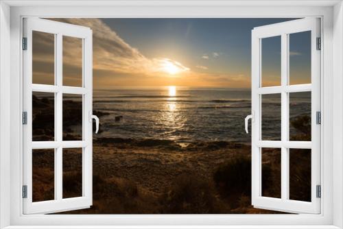 Fototapeta Naklejka Na Ścianę Okno 3D - The calm sea in a very cloudy sunset